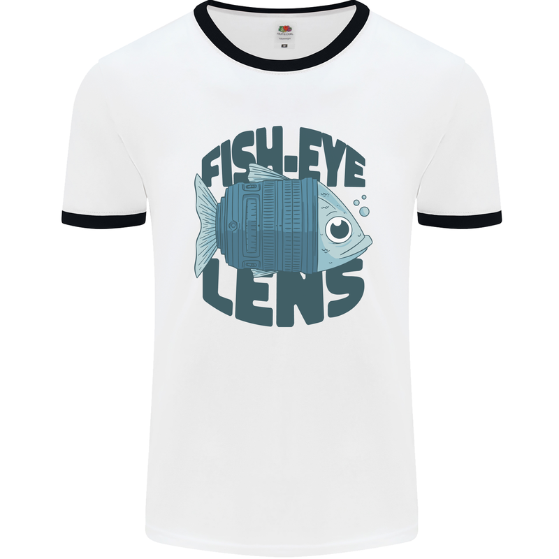 Fisheye Lens Funny Photography Photographer Mens Ringer T-Shirt White/Black