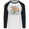 Invite Peace Into Your Day Hippy Love 60's Mens L/S Baseball T-Shirt White/Black