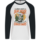 Dead Inside at Christmas Xmas Skull Mens L/S Baseball T-Shirt White/Black