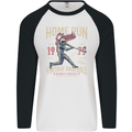 Home Run Vintage Baseball Player Mens L/S Baseball T-Shirt White/Black