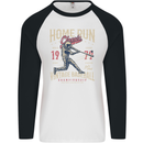 Home Run Vintage Baseball Player Mens L/S Baseball T-Shirt White/Black