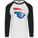 Curled Paraguay Flag Paraguayan Day Football Mens L/S Baseball T-Shirt White/Black