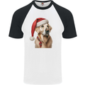 Christmas Golden Retriever Xmas Hat Dog Mens S/S Baseball T-Shirt White/Black