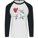 Crane Heart Anti Valentines Day Single Funny Mens L/S Baseball T-Shirt White/Black