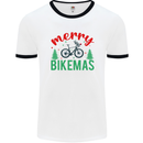 Merry Bikemass Funny Cycling Bicycle Xmas Bike Mens Ringer T-Shirt White/Black