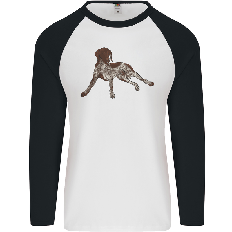 German Shorthaired Pointer Dog Mens L/S Baseball T-Shirt White/Black