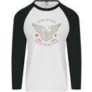 Born to Ride Biker Motorcycle Motorbike Mens L/S Baseball T-Shirt White/Black