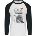 I Run On Coffee and Christmas Cheer Skull Mens L/S Baseball T-Shirt White/Black