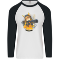 Anime Gun Girl Mens L/S Baseball T-Shirt White/Black