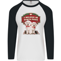 Christmas Maltese Funny Santa Paws Xmas Mens L/S Baseball T-Shirt White/Black