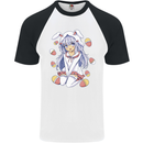 Easter Anime Girl With Eggs and Bunny Ears Mens S/S Baseball T-Shirt White/Black