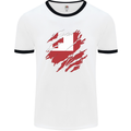 Torn Tongo Flag Tongan Day Football Mens Ringer T-Shirt White/Black