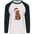 Joyful Season Christmas Funny Cat Xmas Mens L/S Baseball T-Shirt White/Black