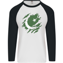 Torn Pakistan Flag Pakistani Day Football Mens L/S Baseball T-Shirt White/Black