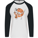 Dinosaur Halloween T-Rex Mens L/S Baseball T-Shirt White/Black