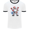 Rock n Roll Santa Electric Guitar Christmas Xmas Mens Ringer T-Shirt White/Black