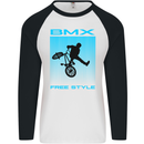 BMX Freestyle Cycling Bicycle Bike Mens L/S Baseball T-Shirt White/Black
