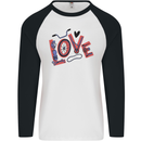 Love Cycling Funny Bicycle Bike Mens L/S Baseball T-Shirt White/Black