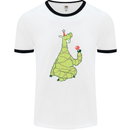A Llama Wearing a Christmas Hat Xmas Mens Ringer T-Shirt White/Black