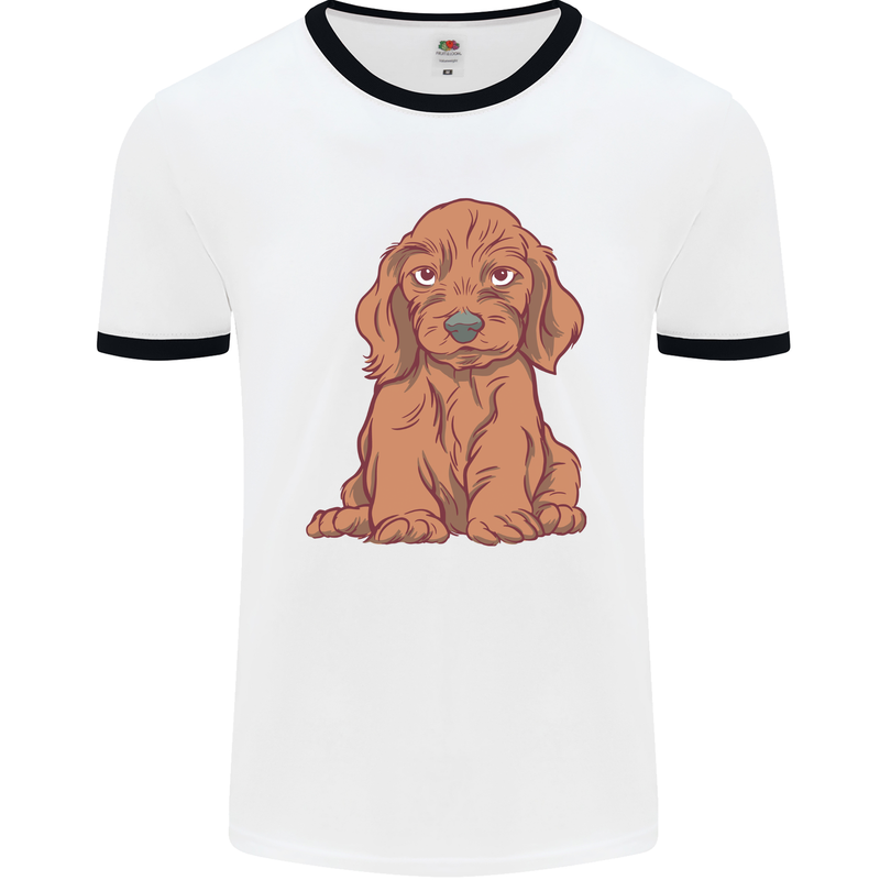 A Dachshund Puppy Dog Mens Ringer T-Shirt White/Black