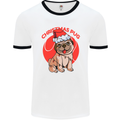 A Christmas Pug Wearing an Xmas Hat Mens Ringer T-Shirt White/Black