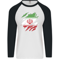 Torn Iran Flag Iranian Day Football Mens L/S Baseball T-Shirt White/Black