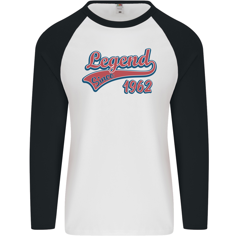 Legend Since 59th Birthday 1962 Mens L/S Baseball T-Shirt White/Black