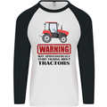 May Talking About Tractors Funny Farmer Mens L/S Baseball T-Shirt White/Black