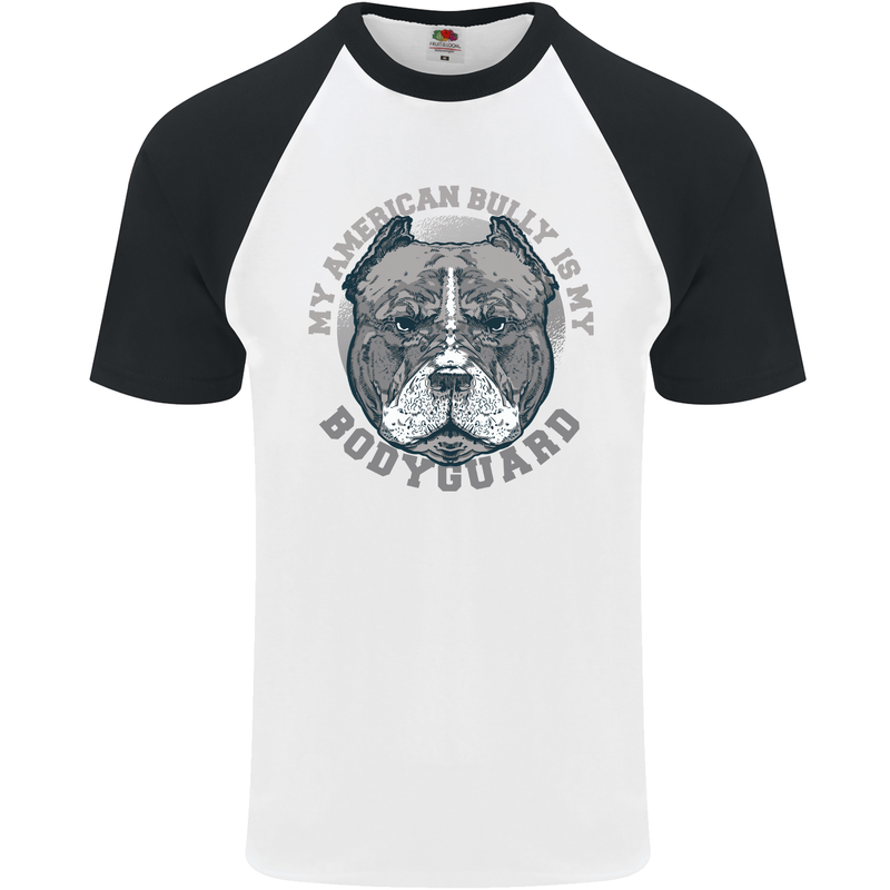 My American Bully is My Bodyguard Dog Mens S/S Baseball T-Shirt White/Black