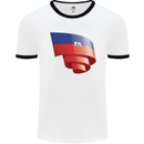 Curled Haiti Flag Haitian Day Football Mens Ringer T-Shirt White/Black