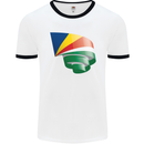 Curled Seychelles Flag Seychellois Day Football Mens Ringer T-Shirt White/Black