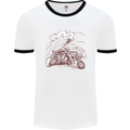 An Army Biker With Tank Skull Motorcycle Mens Ringer T-Shirt White/Black