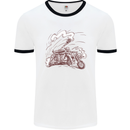An Army Biker With Tank Skull Motorcycle Mens Ringer T-Shirt White/Black