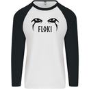 Floki Eyes Vikings Valhalla Odin Mens L/S Baseball T-Shirt White/Black