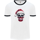 Polish Christmas Skull Xmas Poland Biker Flag Mens Ringer T-Shirt White/Black