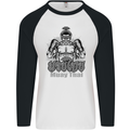 Muay Thai Boxing MMA Martial Arts Kick Mens L/S Baseball T-Shirt White/Black