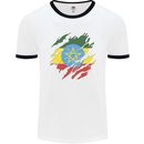 Torn Ethiopia Flag Ethiopian Day Football Mens Ringer T-Shirt White/Black