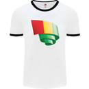 Curled Guinea Flag Guinean Day Football Mens Ringer T-Shirt White/Black