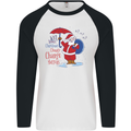 Christmas Climat Change Matters Santa Mens L/S Baseball T-Shirt White/Black