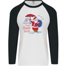 Christmas Climat Change Matters Santa Mens L/S Baseball T-Shirt White/Black