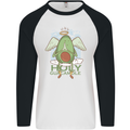 Holy Guacamole Funny Food Angel Mens L/S Baseball T-Shirt White/Black