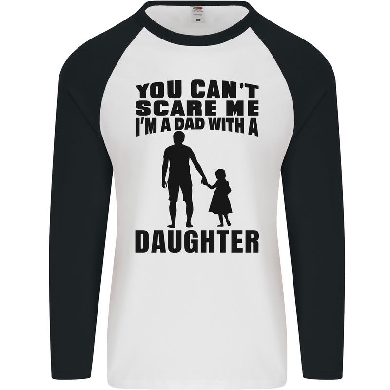 Dad With a Daughter Funny Fathers Day Mens L/S Baseball T-Shirt White/Black