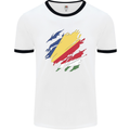 Torn Seychelles Flag Seychellois Day Football Mens Ringer T-Shirt White/Black