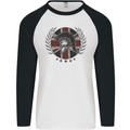 Union Jack Bodybuilding Gym Training Spartan Mens L/S Baseball T-Shirt White/Black