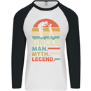 Uncle Man Myth Legend Funny Fathers Day Mens L/S Baseball T-Shirt White/Black