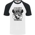 Odin Valhalla Viking Warrior Mens S/S Baseball T-Shirt White/Black