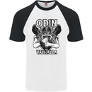 Odin Valhalla Viking Warrior Mens S/S Baseball T-Shirt White/Black