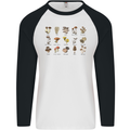 Mushroom Species Foraging Mycology Mens L/S Baseball T-Shirt White/Black