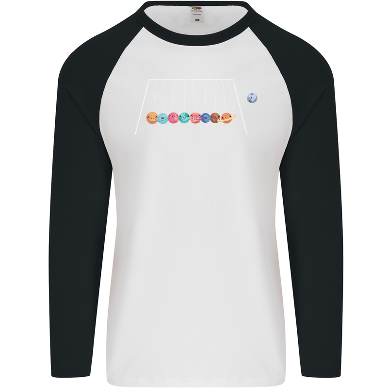 Planets Game Astronomy Space Funny Universe Mens L/S Baseball T-Shirt White/Black