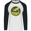 An Iguana Lizard Mens L/S Baseball T-Shirt White/Black